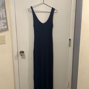 Very cute long black and blue striped dress